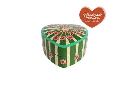 All the Luck in the World Heartshaped Box with Stripes and Flowers