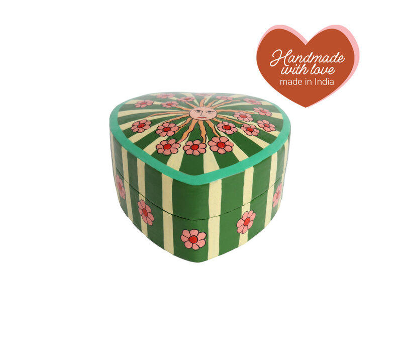 Heartshaped Box with Stripes and Flowers