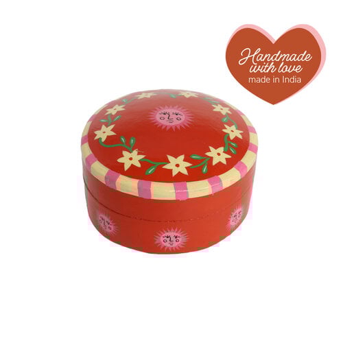 Round Box with Flowers and Suns 