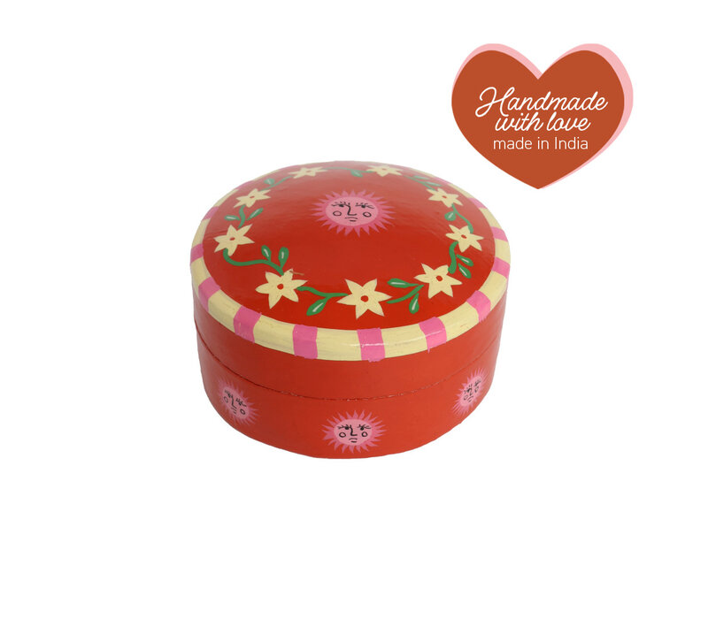 Rond Doosje met Bloemen en Zonnetjes