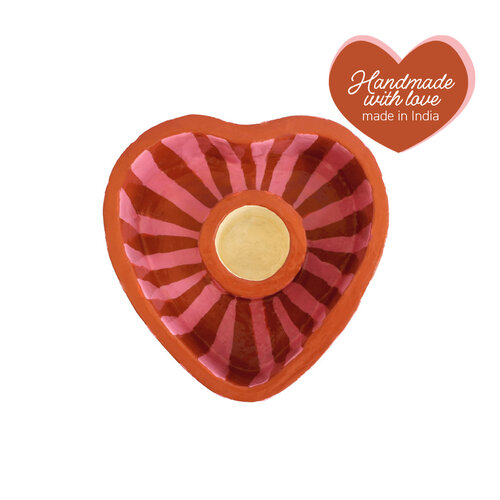Candleholder Striped Heart 