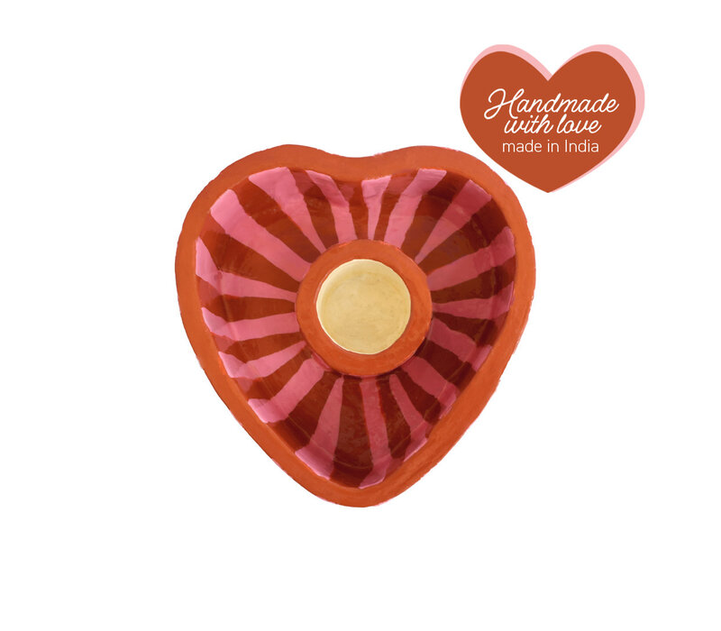 Candleholder Striped Heart