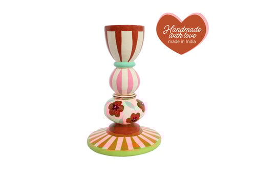 All the Luck in the World Candleholder Stripes and Flowers