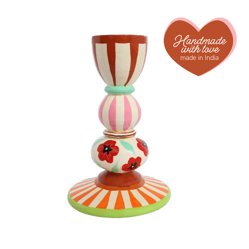 Candleholder Stripes and Flowers 