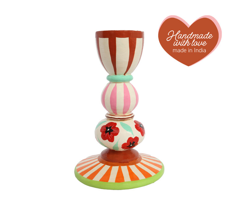 Candleholder Stripes and Flowers