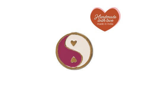 All the Luck in the World Doorknob Brass YinYang Pink White