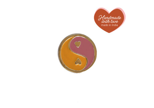 All the Luck in the World Doorknob Brass YinYang Orange Pink