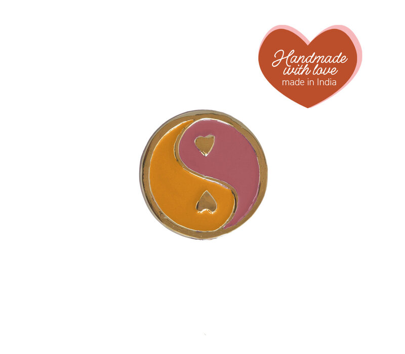 Deurknop Messing YinYang Oranje Roze