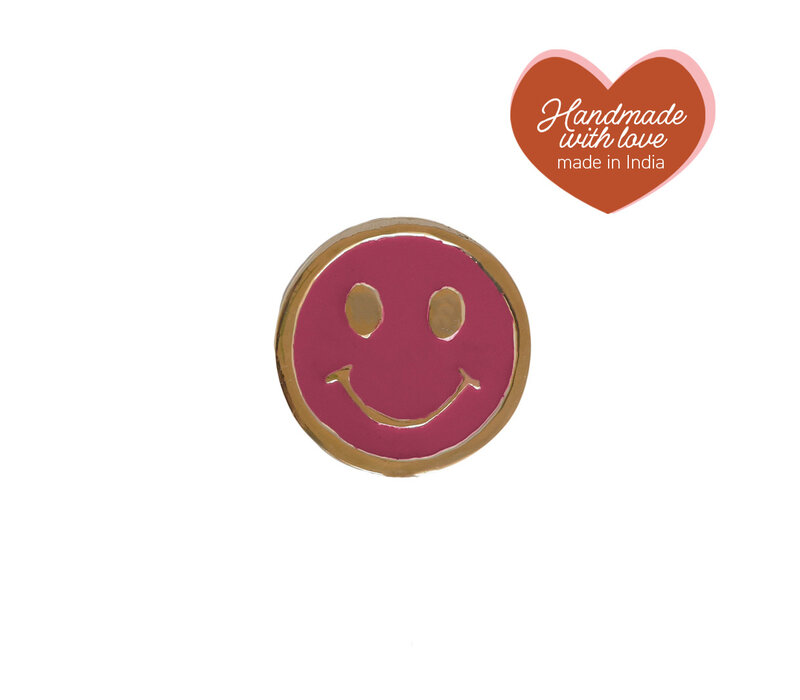 Doorknob Brass Smiley Pink
