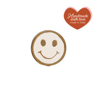 Deurknop Messing Smiley Wit