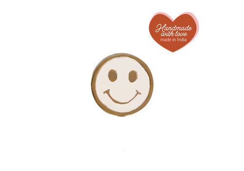 All the Luck in the World Doorknob Brass Smiley White