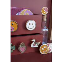 Deurknop Messing Smiley Wit