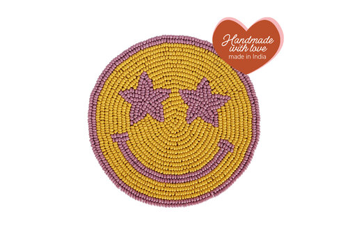 All the Luck in the World Coaster Yellow Smiley Lilac Eyes