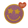 All the Luck in the World Onderzetter Lila Smiley Gele Ogen