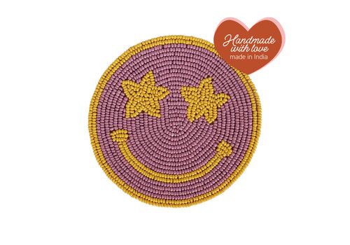All the Luck in the World Coaster Lilac Smiley Yellow Eyes