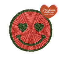 Onderzetter Roze Smiley Groene Ogen