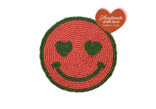 All the Luck in the World Onderzetter Roze Smiley Groene Ogen