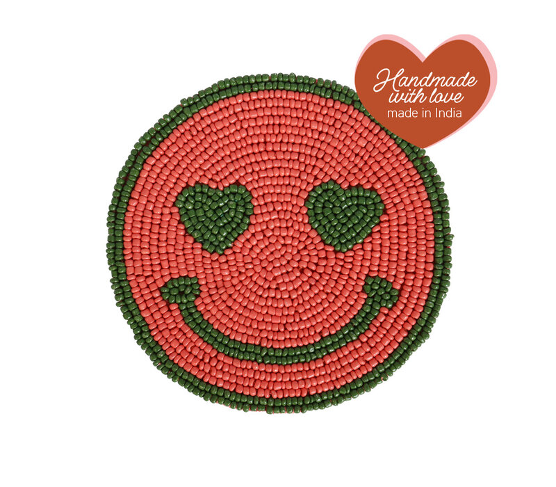 Onderzetter Roze Smiley Groene Ogen