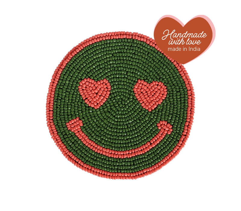 Onderzetter Groene Smiley Roze Ogen