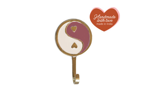 All the Luck in the World Hook Brass Yinyang Pink White