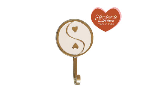 All the Luck in the World Hook Brass Yinyang White