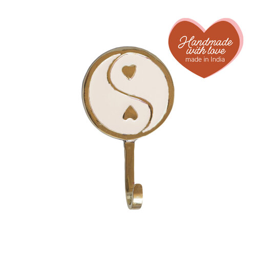Hook Brass Yinyang White 