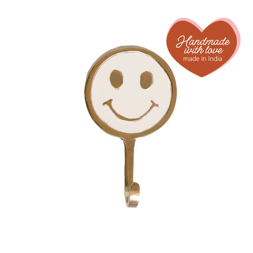 Hook Brass Smiley White 