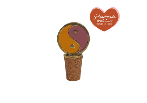 All the Luck in the World Flessenstopper Messing Yinyang Roze Oranje