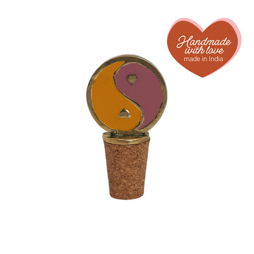 Bottle Stopper Messing Yinyang Pink Orange 