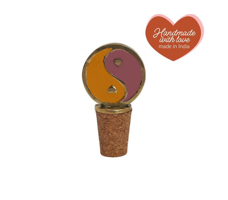 Bottle Stopper Messing Yinyang Pink Orange