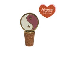 Bottle Stopper Messing Yinyang White Pink