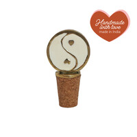 Bottle Stopper Messing Yinyang White