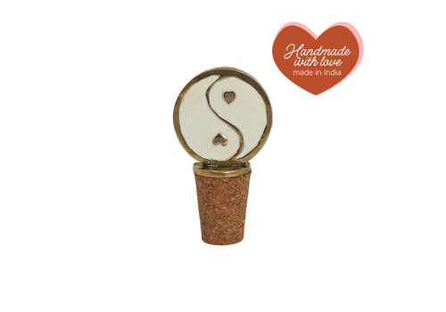 All the Luck in the World Flessenstopper Messing Yinyang Wit