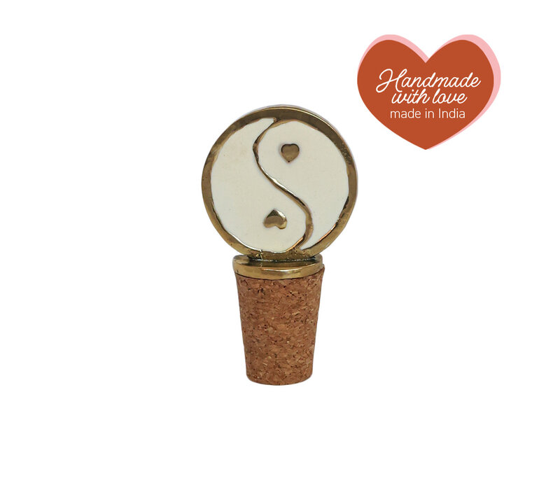 Bottle Stopper Messing Yinyang White