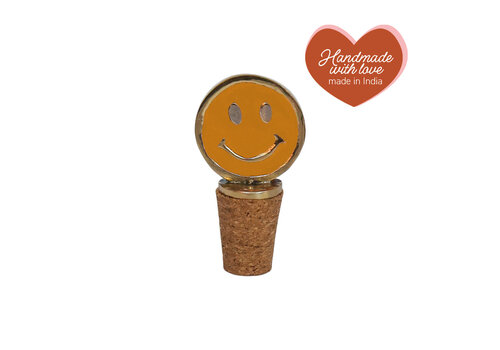 All the Luck in the World Flessenstopper Messing Smiley Oranje
