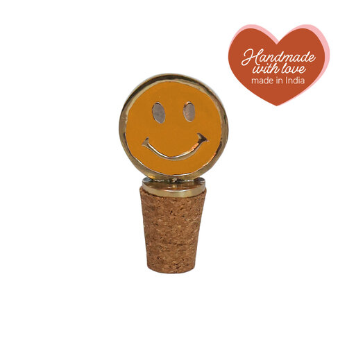 Bottle Stopper Messing Smiley Orange 