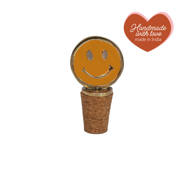 Bottle Stopper Messing Smiley Orange