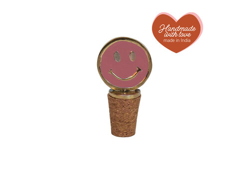 All the Luck in the World Flessenstopper Messing Smiley Roze