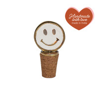 Bottle Stopper Messing Smiley White