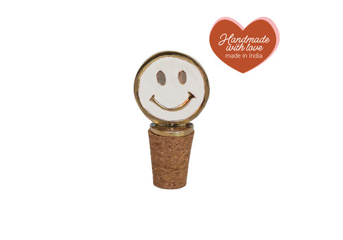 All the Luck in the World Bottle Stopper Messing Smiley White