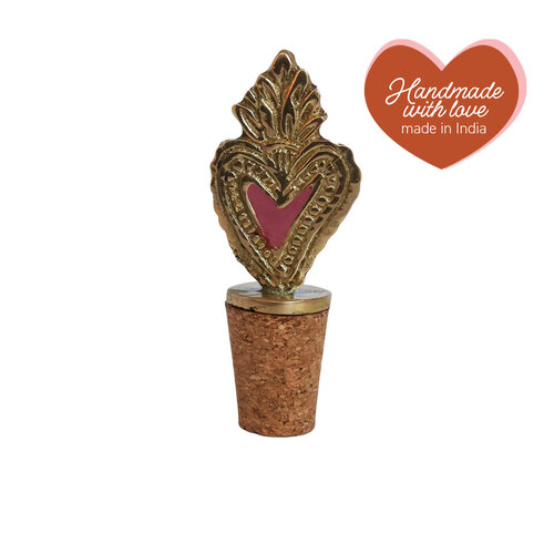 Bottle Stopper Messing Heart Fire 