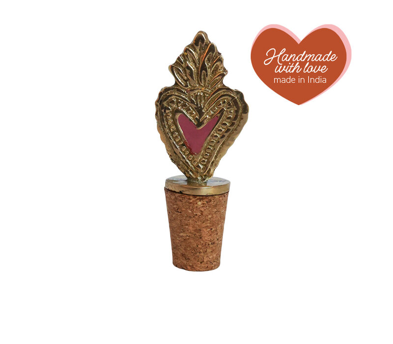 Bottle Stopper Messing Heart Fire