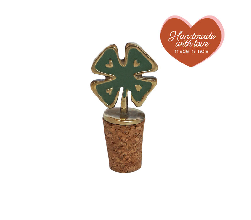 Bottle Stopper Messing Lucky Clover