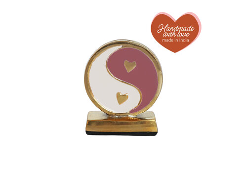 All the Luck in the World Kaarthouder Messing Yinyang Roze Wit