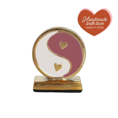 Cardholder Brass Yinyang Pink White 