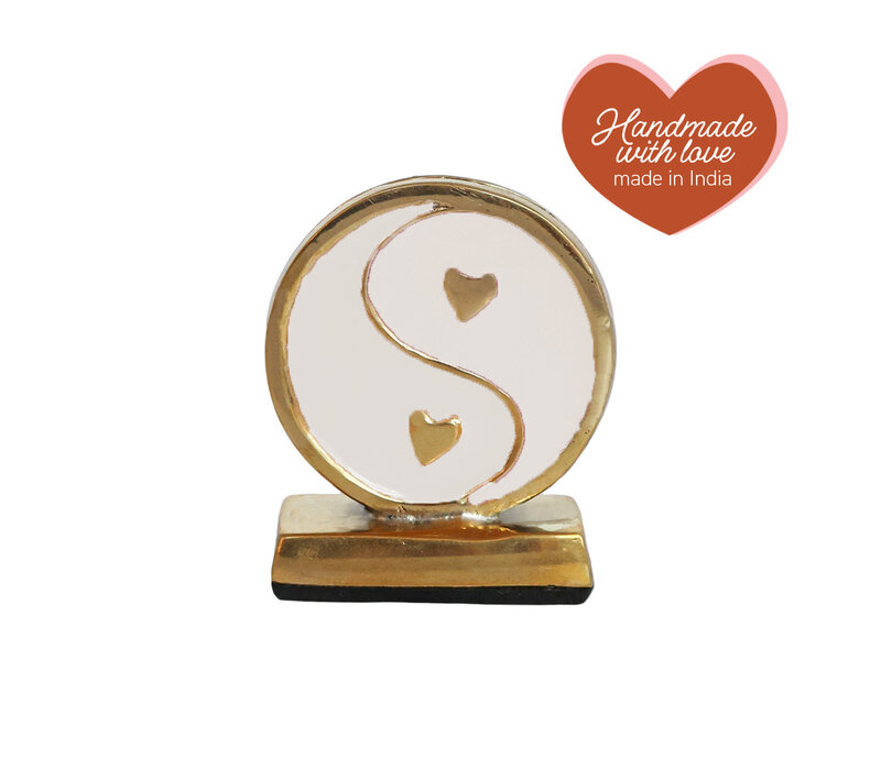 Kaarthouder Messing Yinyang Wit