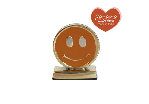 All the Luck in the World Cardholder Brass Smiley Orange