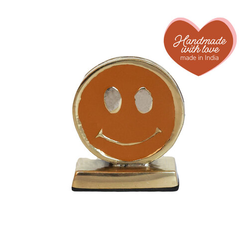 Cardholder Brass Smiley Orange 