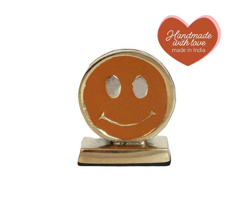Cardholder Brass Smiley Orange