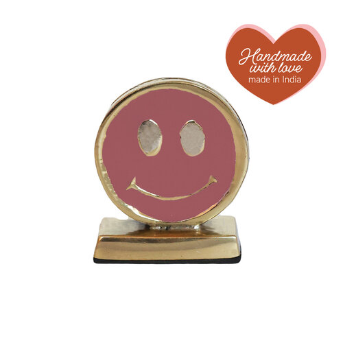 Cardholder Brass Smiley Pink 